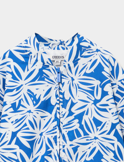Veste droite zipp&eacute; col teddy coton ecru fille