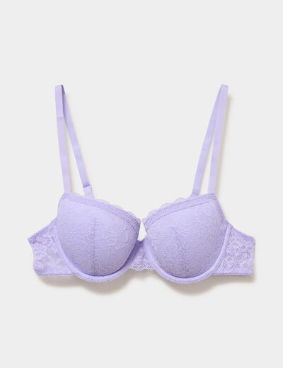 Soutien-gorge corbeille padd&eacute; dentelle parme femme