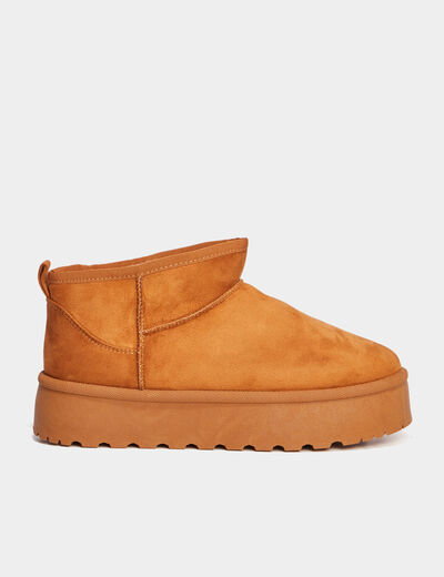 Bottines compensées fourrées Creeks marron femme