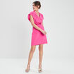 Robe courte trapèze col effet croisé rose fushia femme