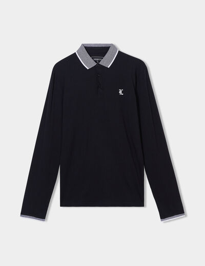 Polo manches longues coton Liberto noir homme