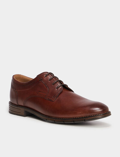 Derbies en cuir avec lacets marron foncé homme