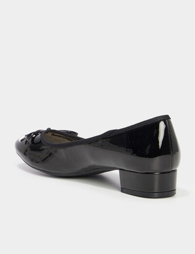 Ballerines à talons vernies noir femme