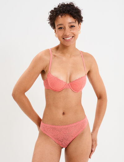Soutien-gorge corbeille paddé dentelle vieux rose femme