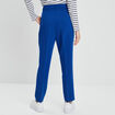 Pantalon jambes larges à pinces bleu foncé femme