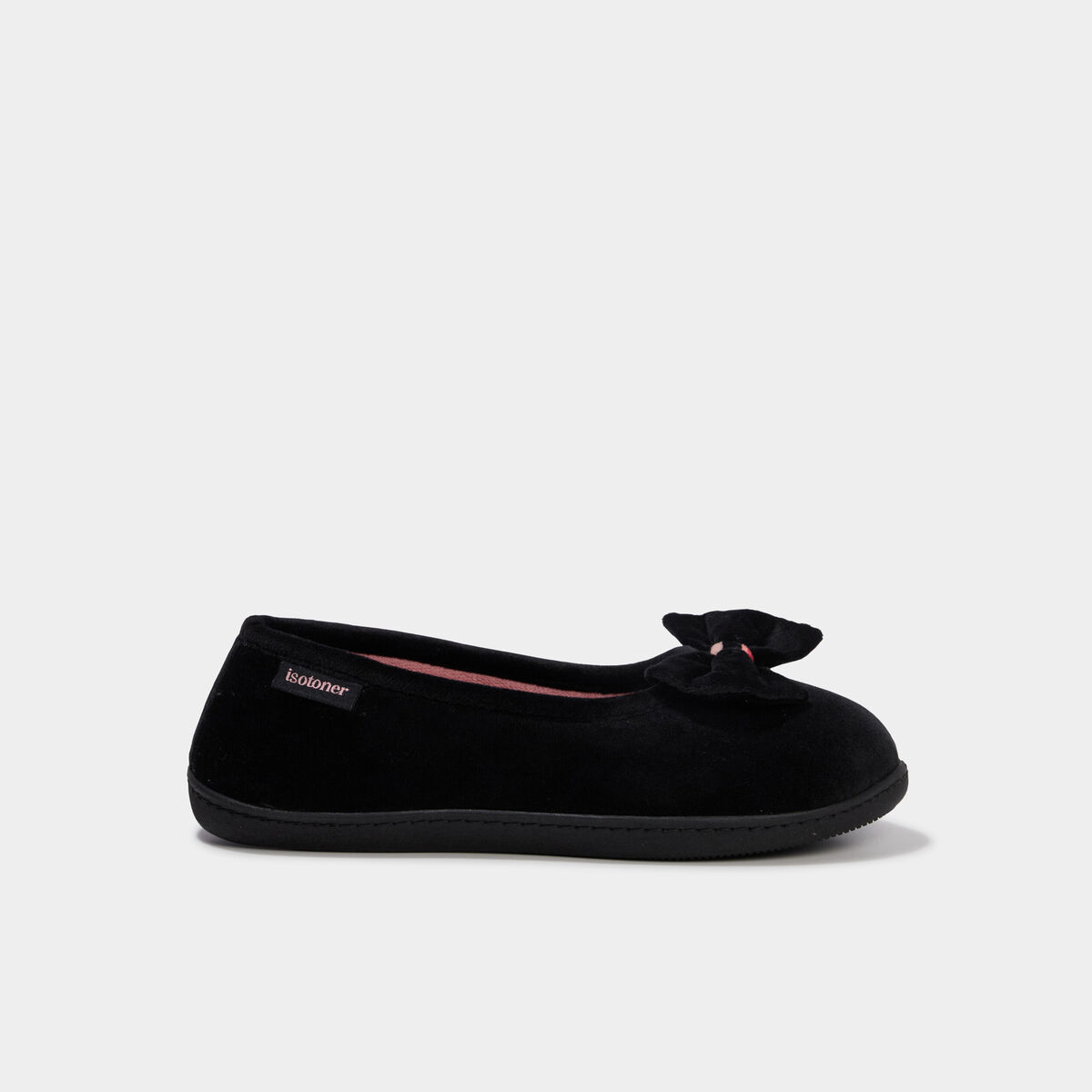 Chaussons ballerines effet velours ecru femme