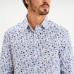 Chemise droite imprim&eacute;e manches longues bleu gris homme
