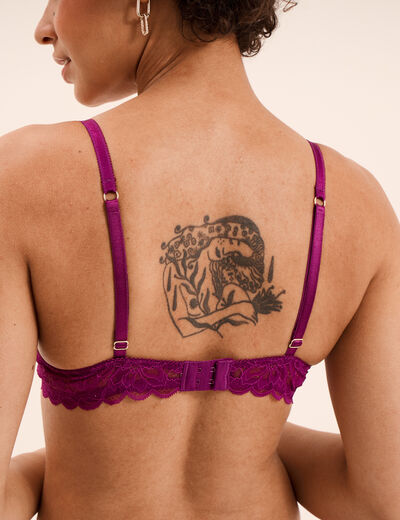 Soutien-gorge maxi push up dentelle violet fonc&eacute; femme