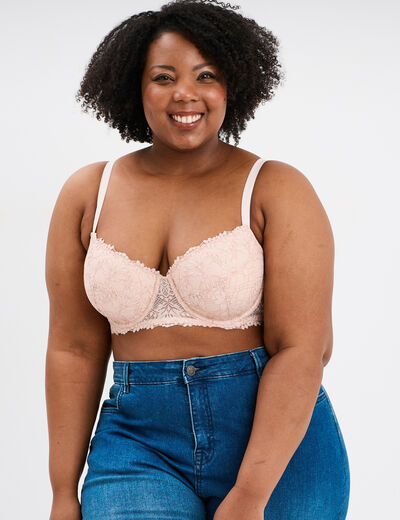 Soutien-gorge emboîtant dentelle rose clair femme grande taille