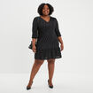 Robe évasée manches 3/4 noir femme grande taille
