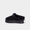 Mules fourr&eacute;es plateforme su&eacute;dine noir femme