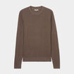 Pull en maille textur&eacute;e col rond taupe homme