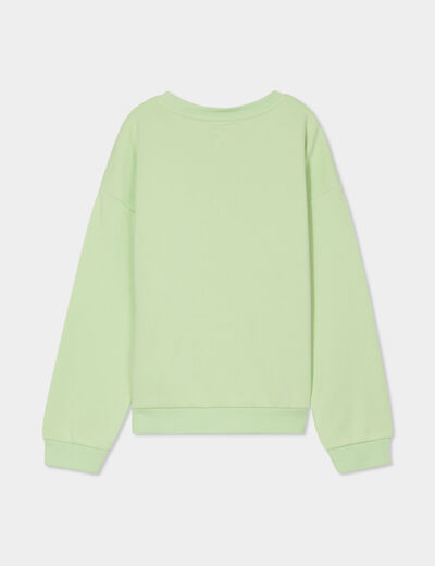 Sweat col rond manches longues vert clair fille