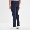 Pantalon droit en coton stretch bleu marine homme