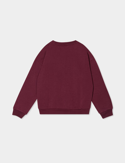 Sweat col rond manches longues bordeaux fille