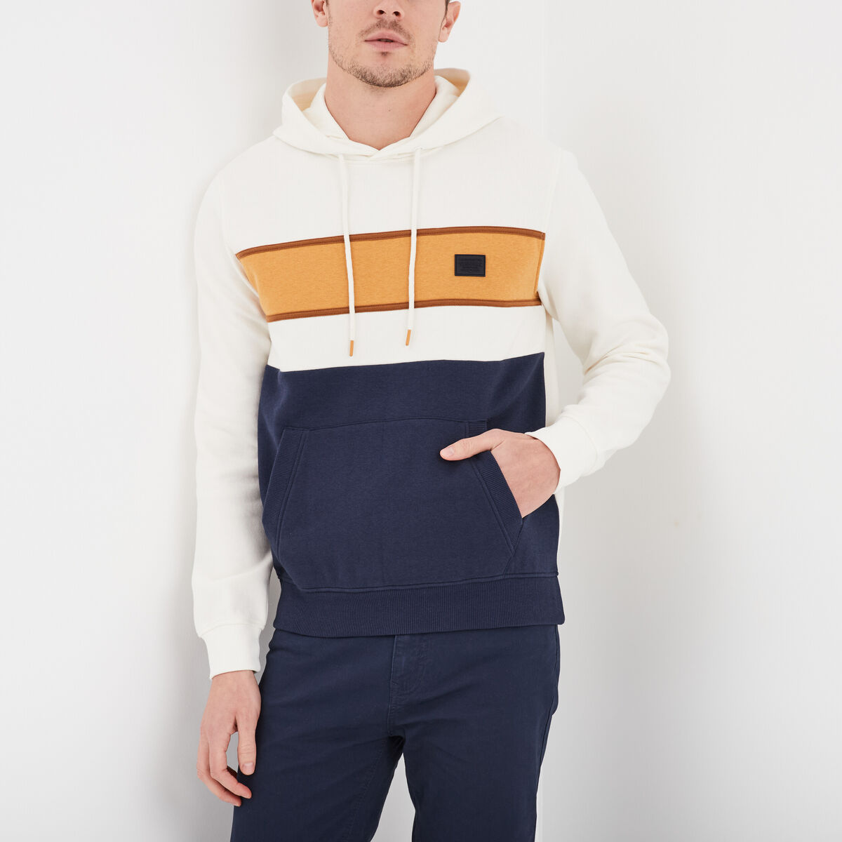 Sweat à capuche hoodie colorbloc Creeks bleu marine homme