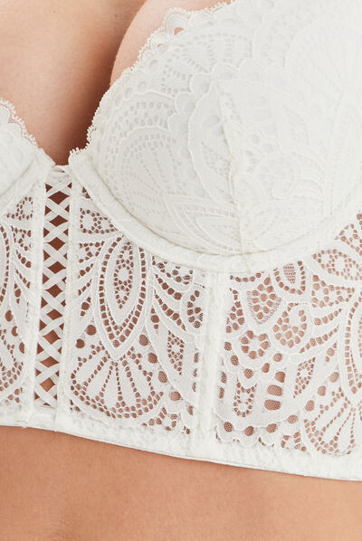 Bustier corbeille padde en dentelle blanc femme