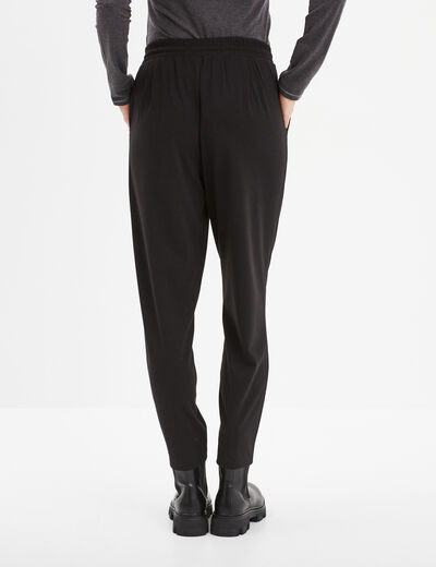 Pantalon en molleton à taille élastiquée noir femme