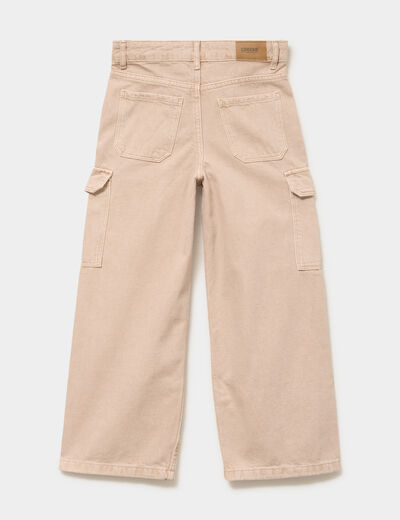 Pantalon large battle poches &agrave; rabat sable fille