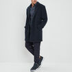 Manteau long droit bleu marine homme