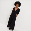 Robe fluide longue col et dos en V noir femme