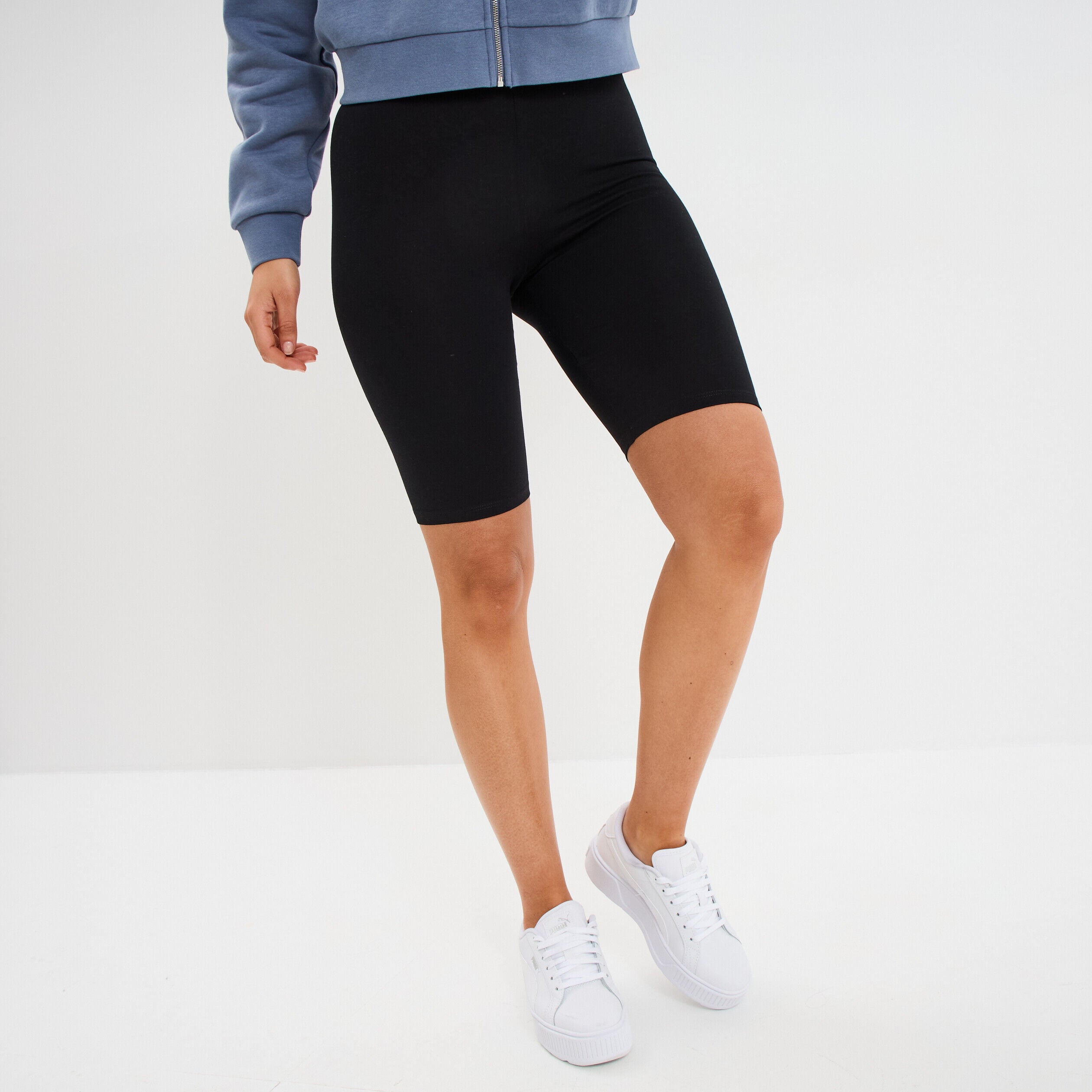 Short cycliste coton stretch noir femme LH