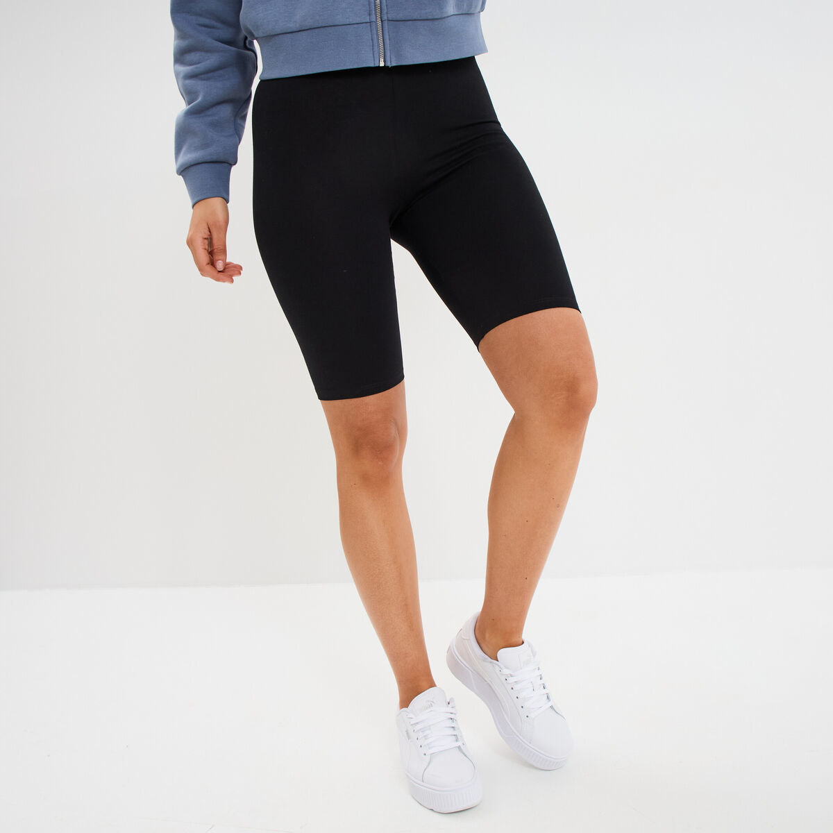 Short cycliste coton stretch noir femme
