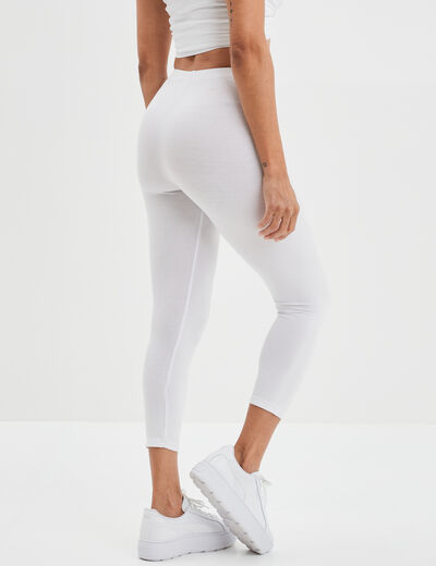 Legging élastiqué 7/8ème blanc femme