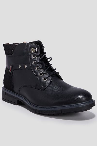 Bottines crantées zippées noir homme