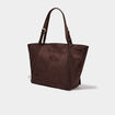 Sac cabas effet su&eacute;dine marron fonc&eacute; femme