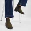 Bottines chelsea en cuir vert kaki femme