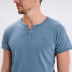 T-shirt col tunisien manches courtes bleu gris homme