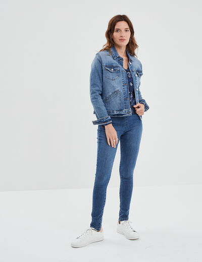 Jegging slim taille haute denim double stone femme