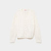 Gilet col V maille ajour&eacute;e boutonn&eacute; blanc femme