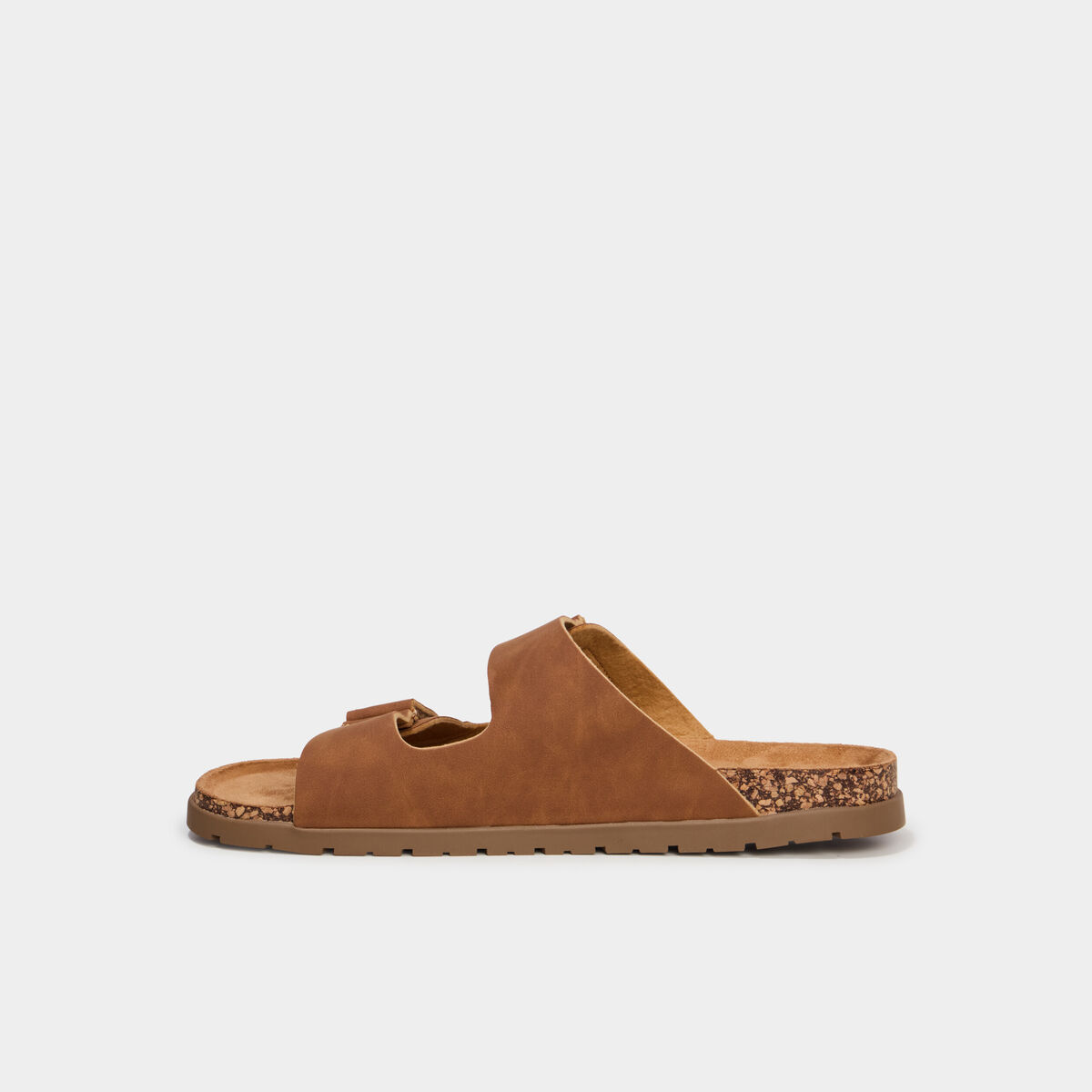 Mules double brides &agrave; scratchs marron clair homme