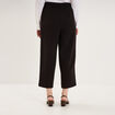 Pantalon droit 7/8&egrave;me &agrave; pinces noir femme