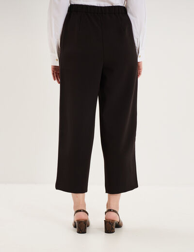 Pantalon droit 7/8&egrave;me &agrave; pinces noir femme