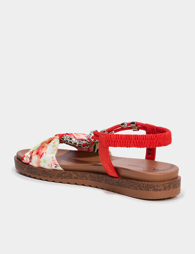 Sandales avec bride effet foulard rouge femme