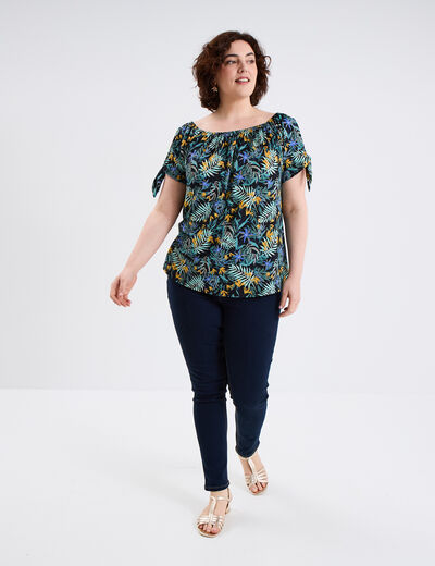 Jeans skinny 7/8ème taille haute denim brut femme grande taille