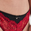 Culotte tanga à micro dentelle rouge femme