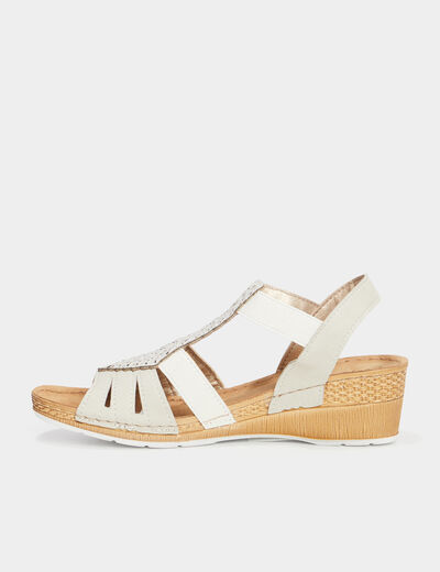 Sandales compensées cuir Confortissimo blanc femme