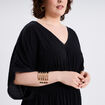 Robe longue en plumetis taille smockée noir femme grande taille