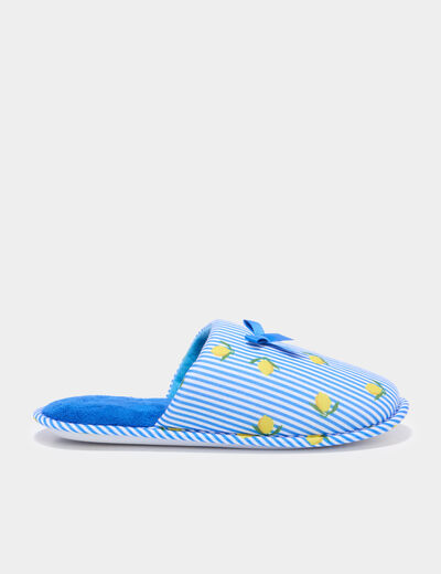 Chaussons mules doubl&eacute;s multicolore femme