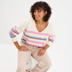 Pull col en V manches longues ecru femme