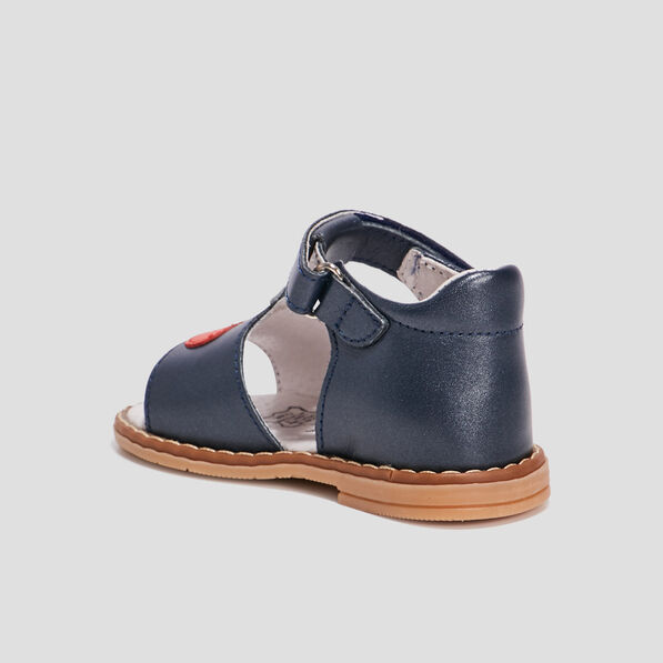 sandales en cuir bleu marine bebef Sandales en cuir bleu marine bébé fille