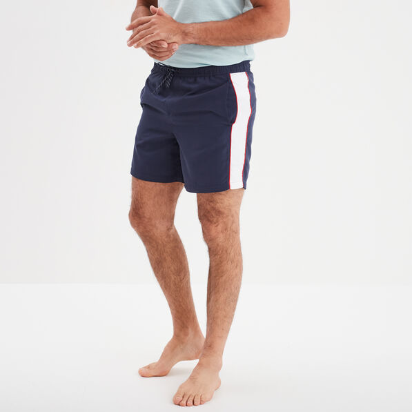Short de bain droit à nouer bleu marine homme