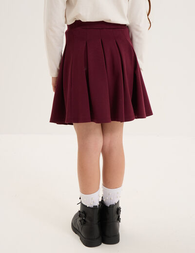 Jupe courte patineuse plissée bordeaux fille