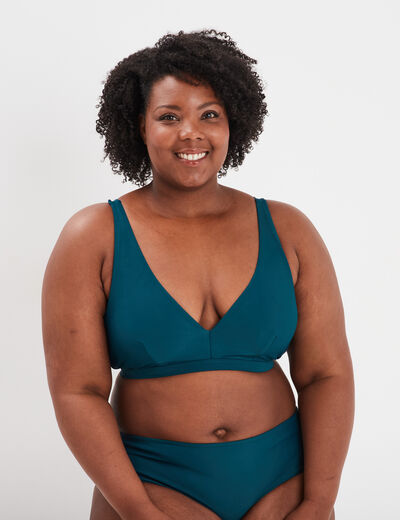 Haut de maillot de bain triangle bleu canard femme grande taille