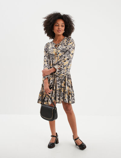 Robe évasée manches ballons Liberto ecru femme