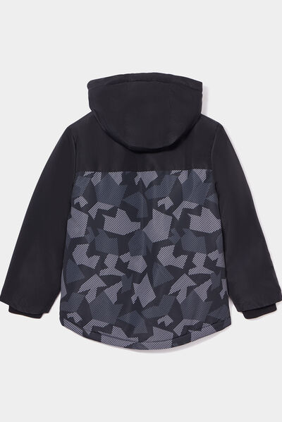 Manteau zippé à capuche noir garçon